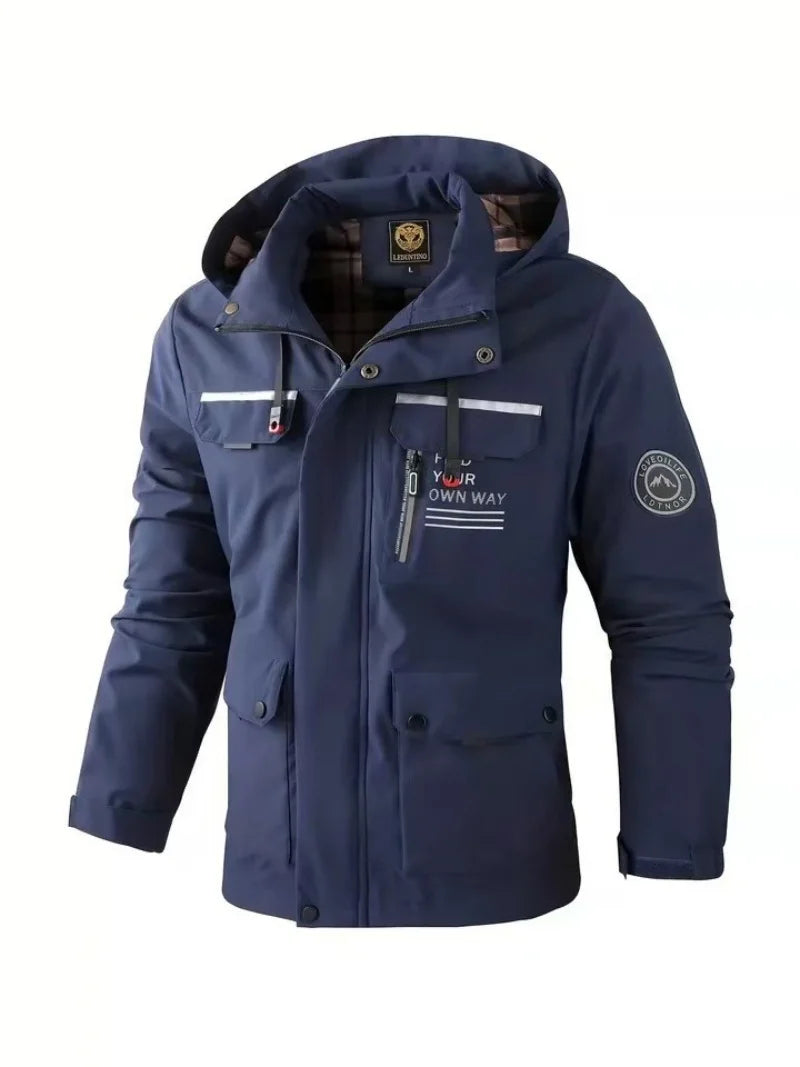 Men's Casual Jacket Parka Autumn/Winter Hooded Jacket Men's Coat Solid Color Outdoor Chic