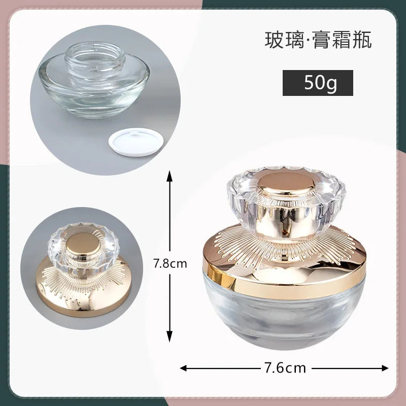 Empty Glass Cosmetic Bottle 30/50g Cream Jar 30ml Dropper Bottle Essential Oil Bottle 40/100ml Lotion Bottle Refillable