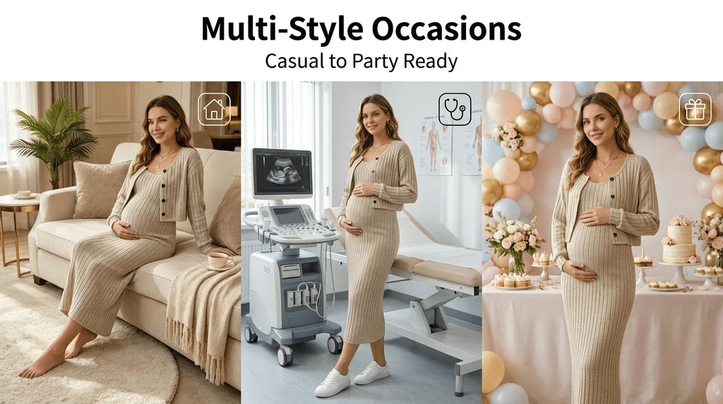 2-piece set, maternity sweater, dress, top set, autumn and winter long dress, long sleeve, casual and comfortable maternity wear.