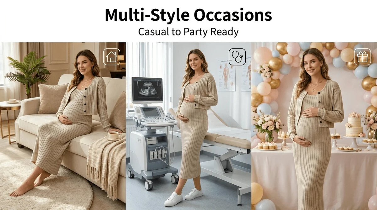 2-piece set, maternity sweater, dress, top set, autumn and winter long dress, long sleeve, casual and comfortable maternity wear.