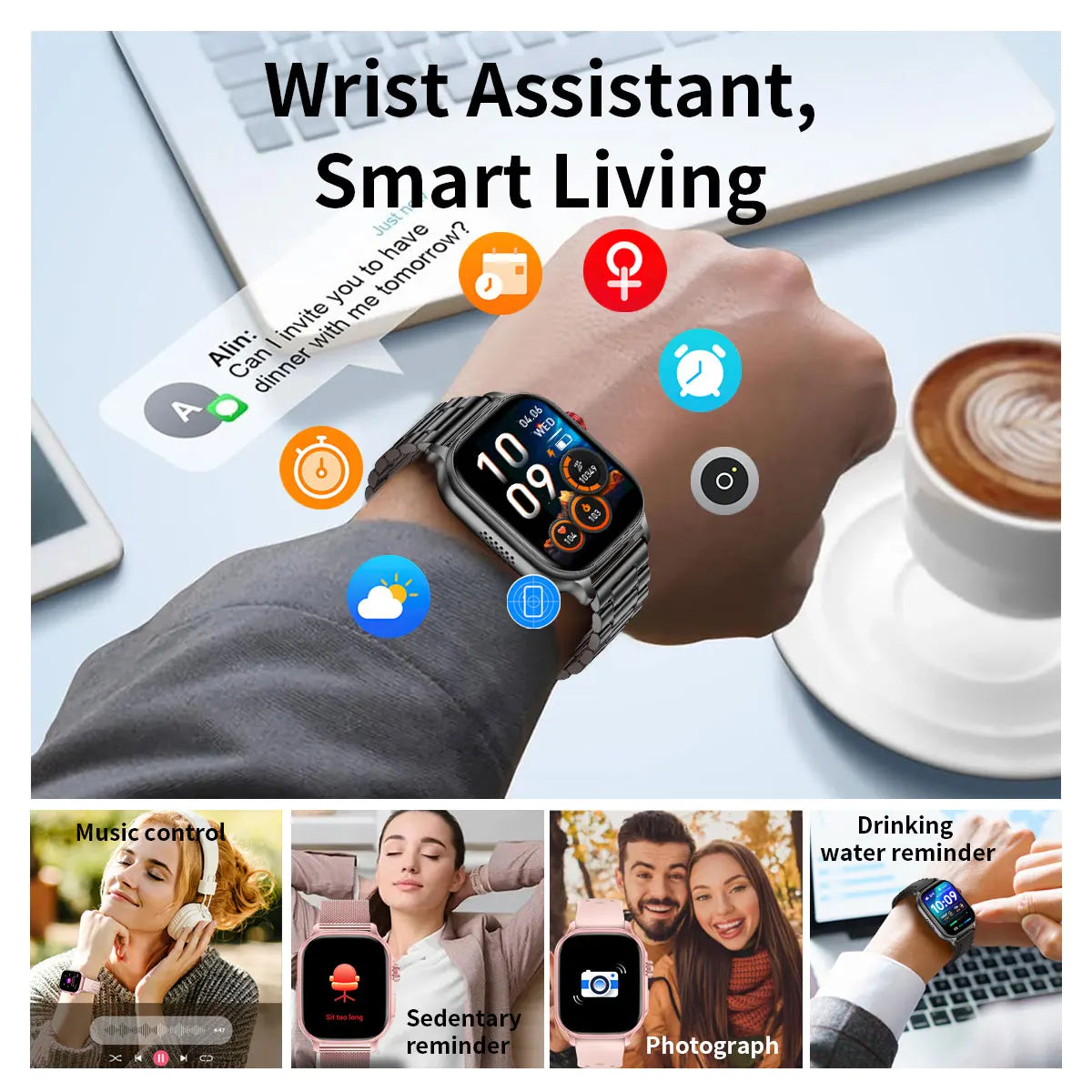 New1400mAh Military Grade Smart Watch 600 hours Battery Life 5ATM Waterproof BT Call Alert LED Flashlight 100+Sports Watches Men