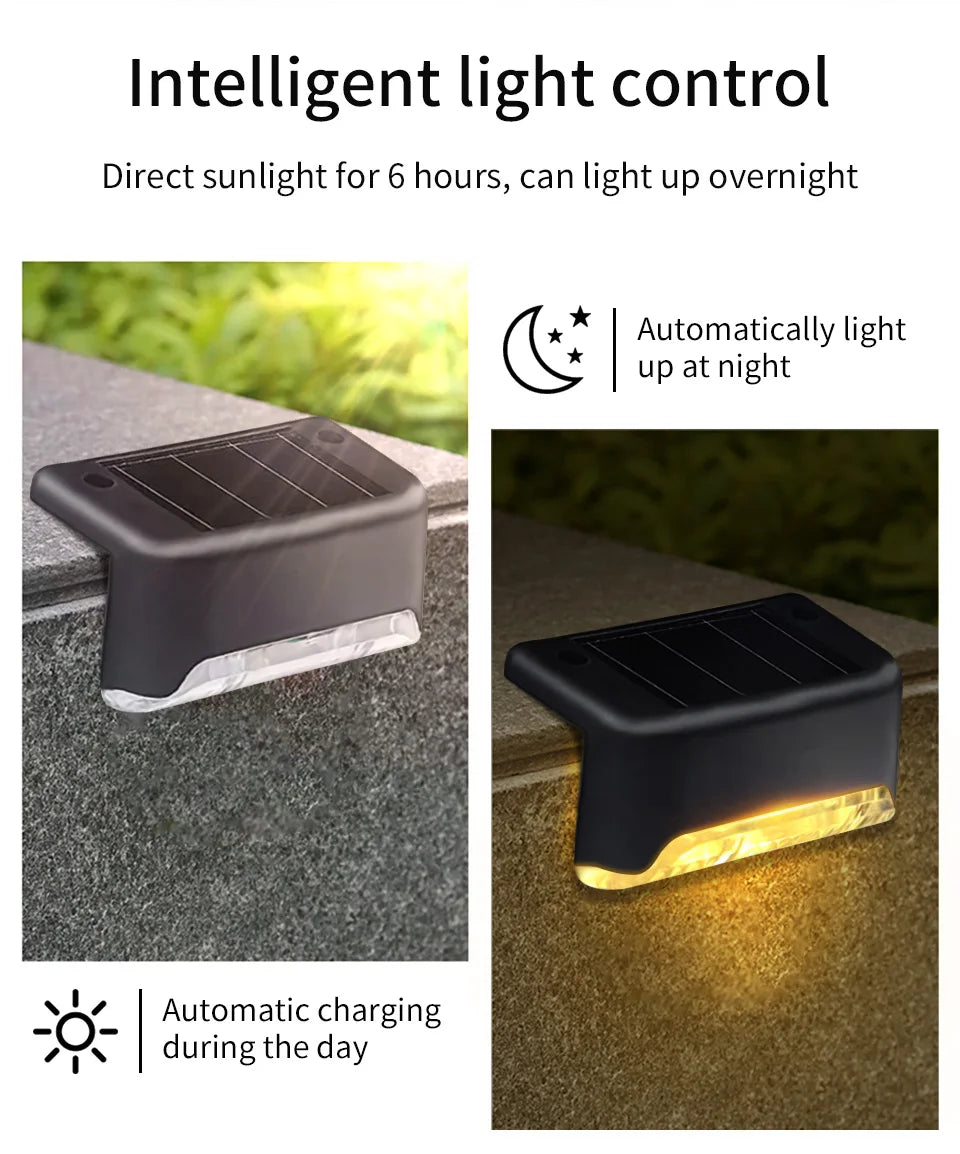 LED Solar Staircase Light Waterproof Passage Patio Courtyard Guardrail Step Lamp for Outdoor Garden Borders Terrace Fence Light