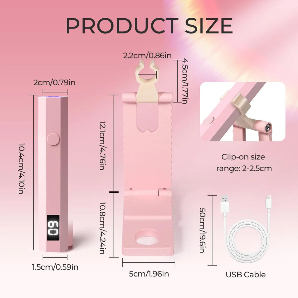 Cordless UV/LED Nail Lamp Set Handheld Light with Stand LCD Display Rechargeable USB Gel Nail Dryer for Quick Curing
