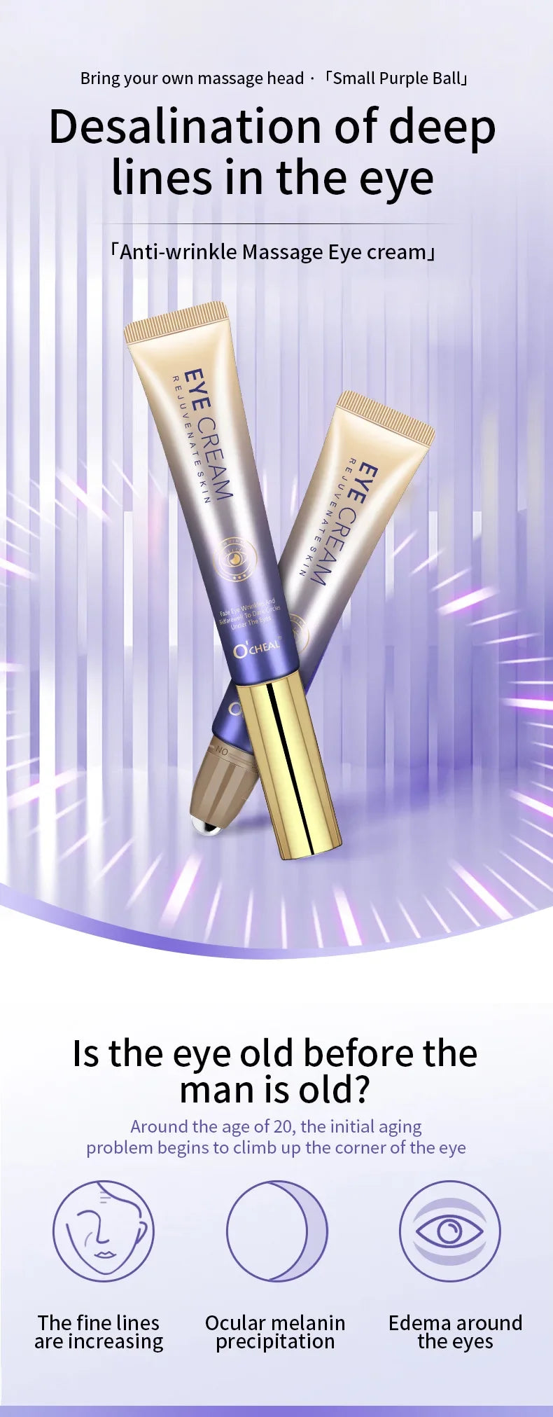 Instant Eye Bag Removal Cream Roller Ball Anti Wrinkle Fade Fine Lines Firming Skin Anti Dark Circle Puffiness Brighten Eye Care