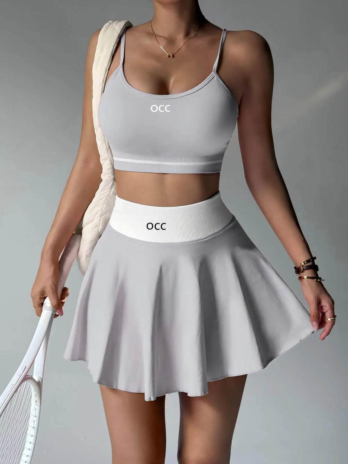 Yoga bra, high waisted tennis skirt, running and fitness pleated skirt, two-piece set, women's comfortable tennis skirt