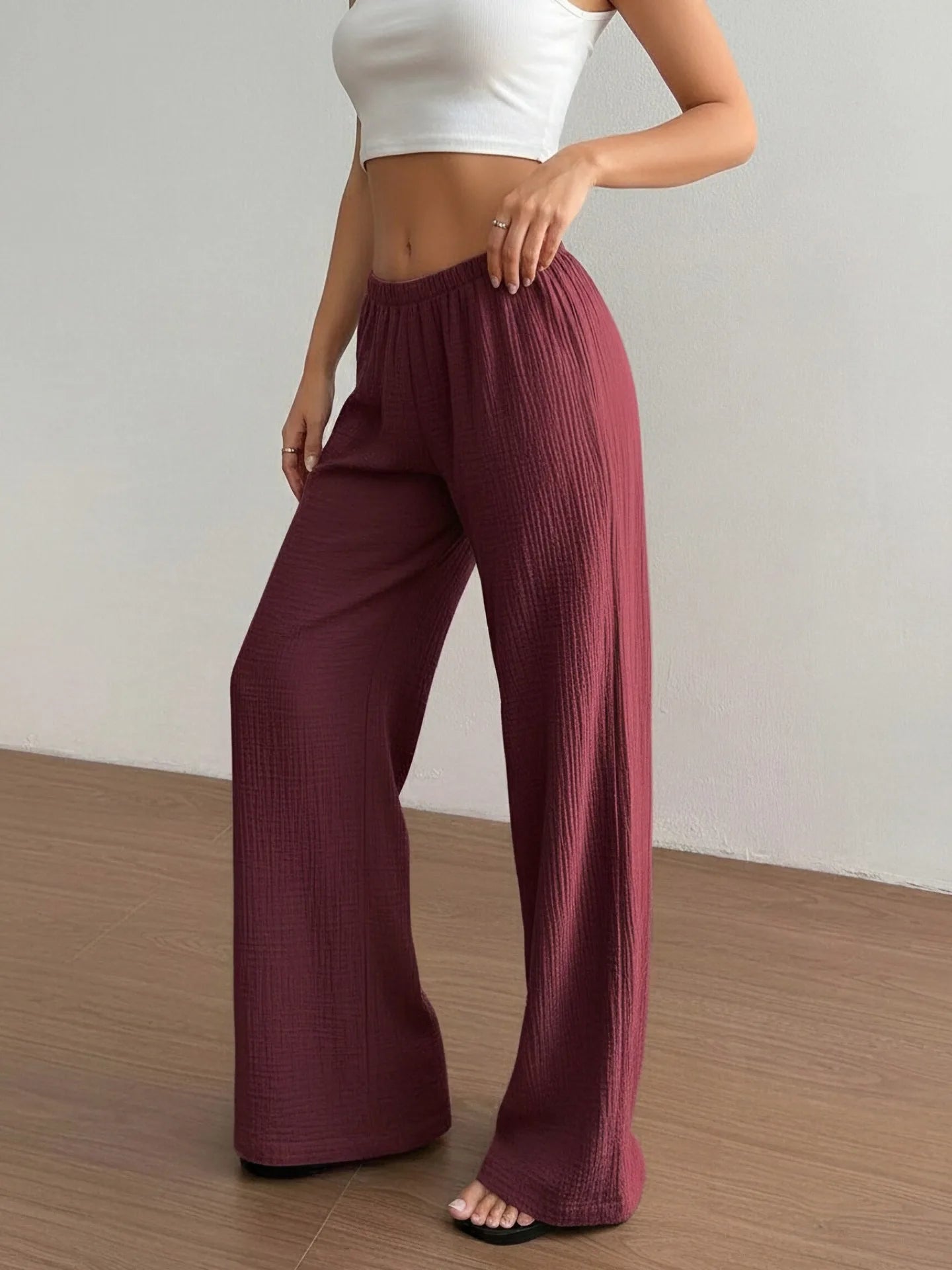 Summer Thin Texture Loose Pants Women High Waist Wide Leg Pants Women Casual Lazy Style Comfortable Breathable Trousers Women