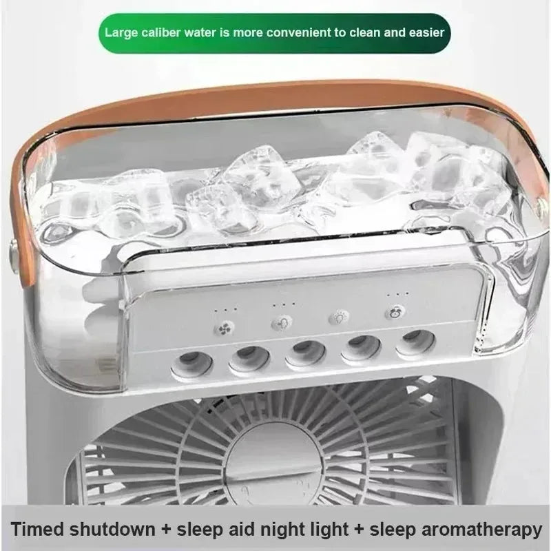 3 in 1 Fan Air Conditioner Household Mini Air Cooler LED Night Light Portable Humidifier Air Adjustment Fan Office Home Fan