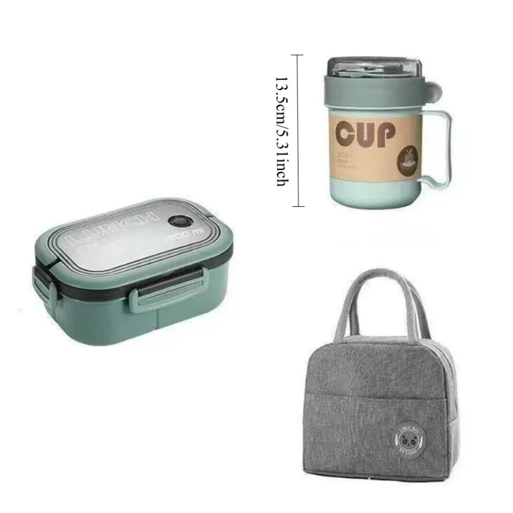 Portable Single Double-layer Lunch Box with Fork And Spoon - Compartment Fruit Food Container for Microwave And Picnic Freshness