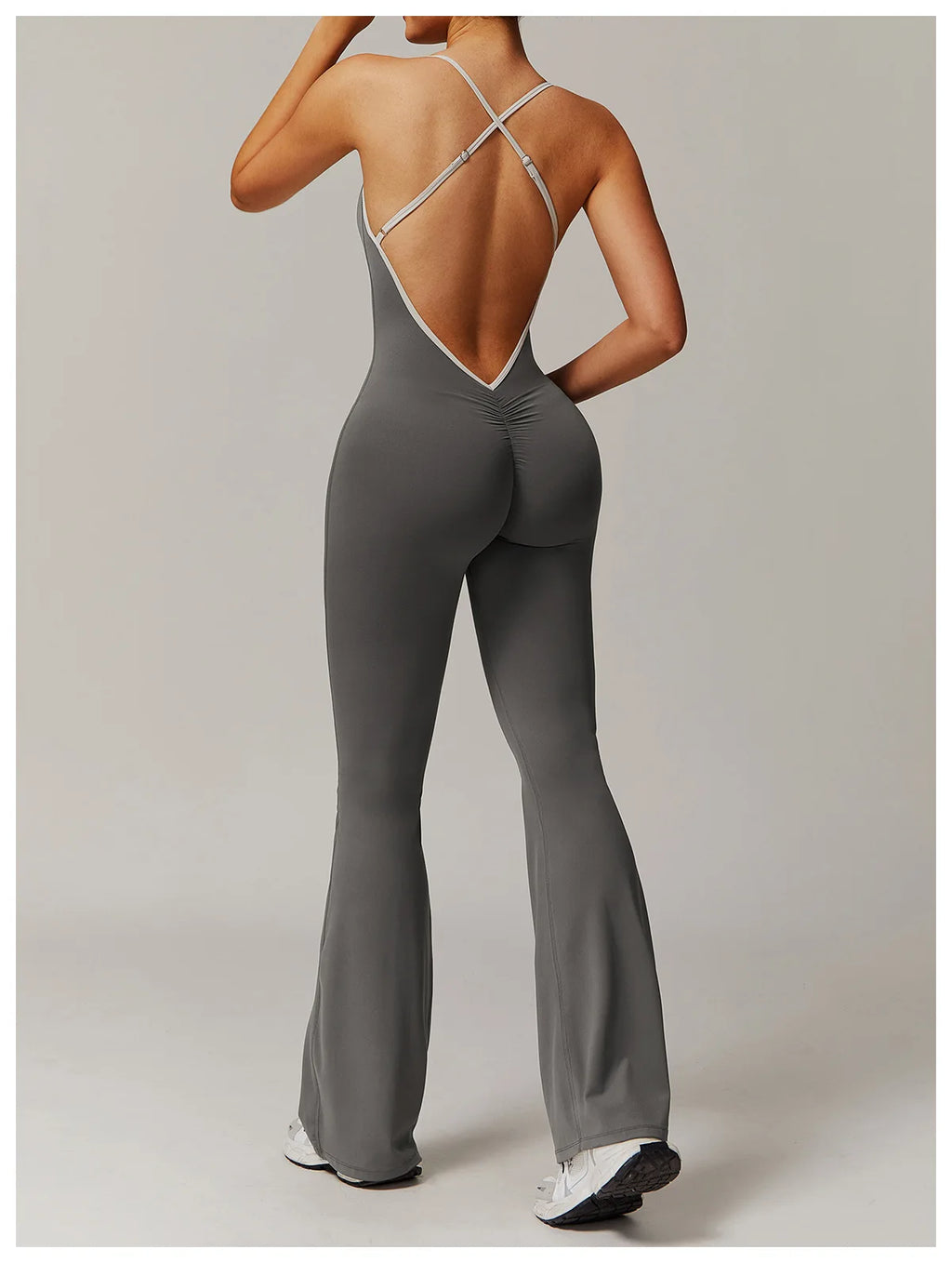 Yoga Set Sexy Backless One-piece Female Rompers Quick Dry Dance Workout Flared Pant Jumpsuit Women Gym Running Training Bodysuit