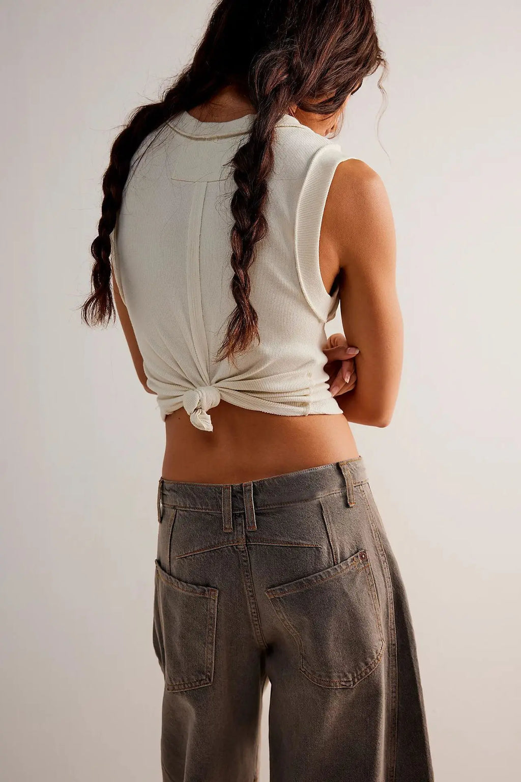 Cotton Denim Long Jeans for Women Trousers Casual High Waisted Jeans Cropped Pants Spring Summer Boho Beach Ladies Baggy Jeans