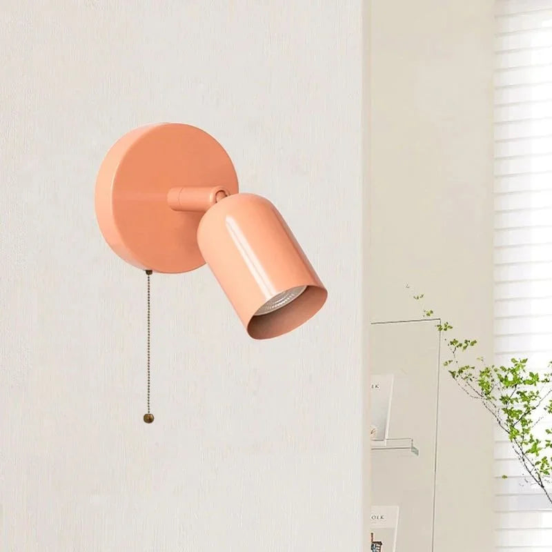 IWHD Nordic Modern LED Wall Lamp Sconce Pull Chain Switch Bedroom Living Room Corridor Cream Style Stair Light Fixture Luminaria