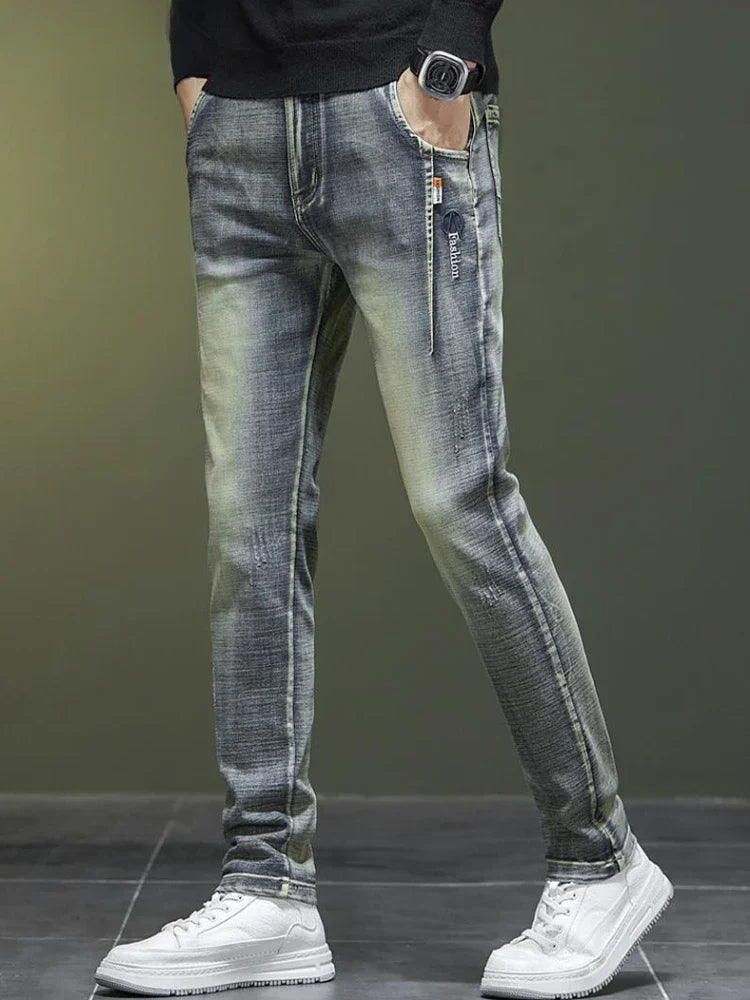 Trousers Work Wear Male Cowboy Pants Tapered Men's Jeans Spring Autumn with Pockets Y2k Vintage Goth Clothing Luxury Regular Xs