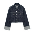 HH Women Fashion Denim Set Casual Lapel Long Sleeve Crop Jacket Buttons Female Vintage Wide Leg Loose Jeans Long Pants