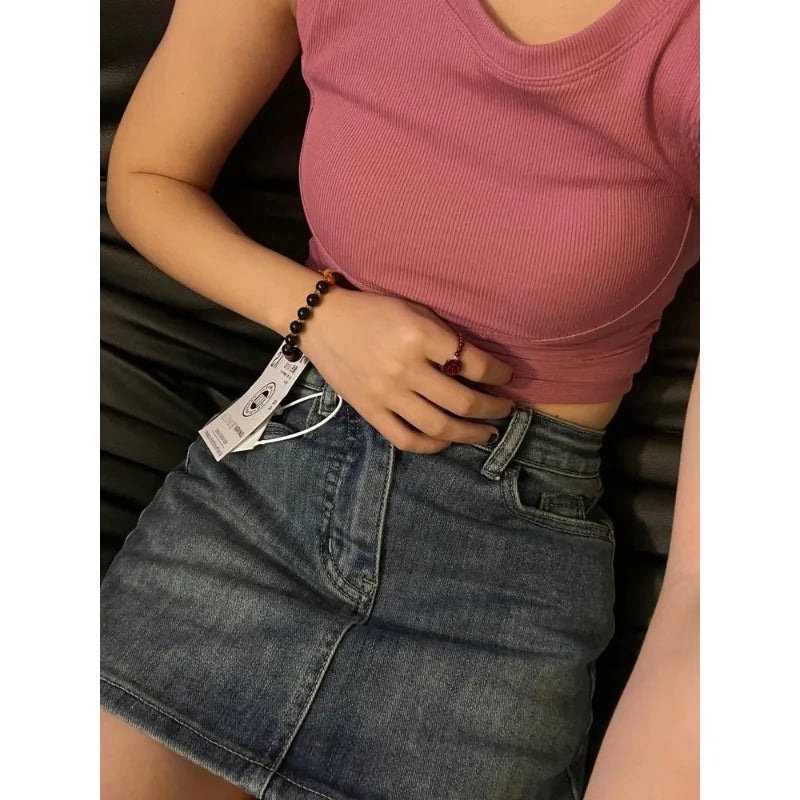 2025 Women's Blue A-line Denim Skirt Y2k Jean Shorts Skirts Harajuku 90s Vintage Mini Cowboy Skirt 2000s Fashion Clothes Summer