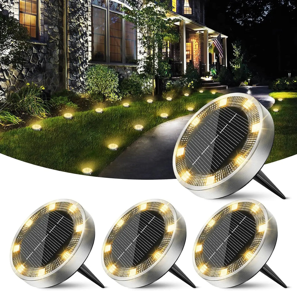 Solar Ground Lights Outdoor Waterproof Solar Garden Lights Landscape Lighting For Outside Pathway Garden Yard Lawn Walkway