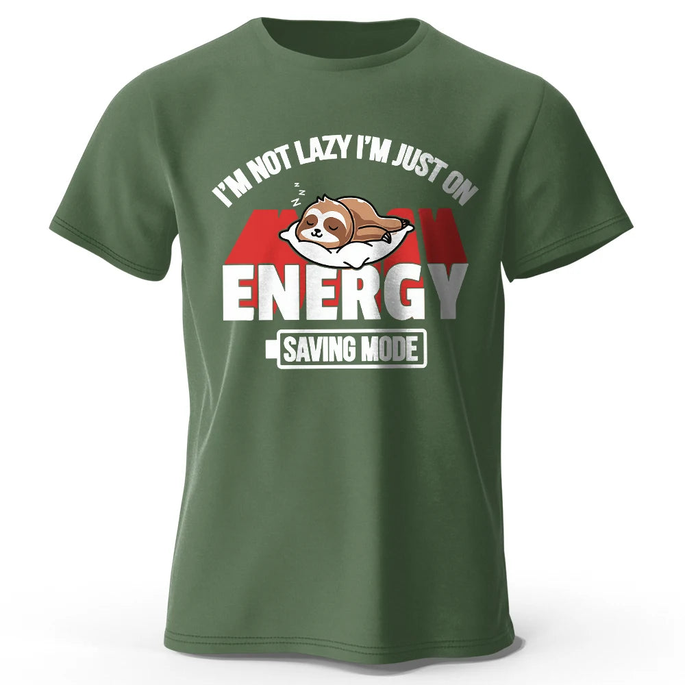 Men's Saving Mode Printed T-Shirt 100% Cotton Oversized Tech Graphic Tees for Women Summer Tops Geek Streetwear