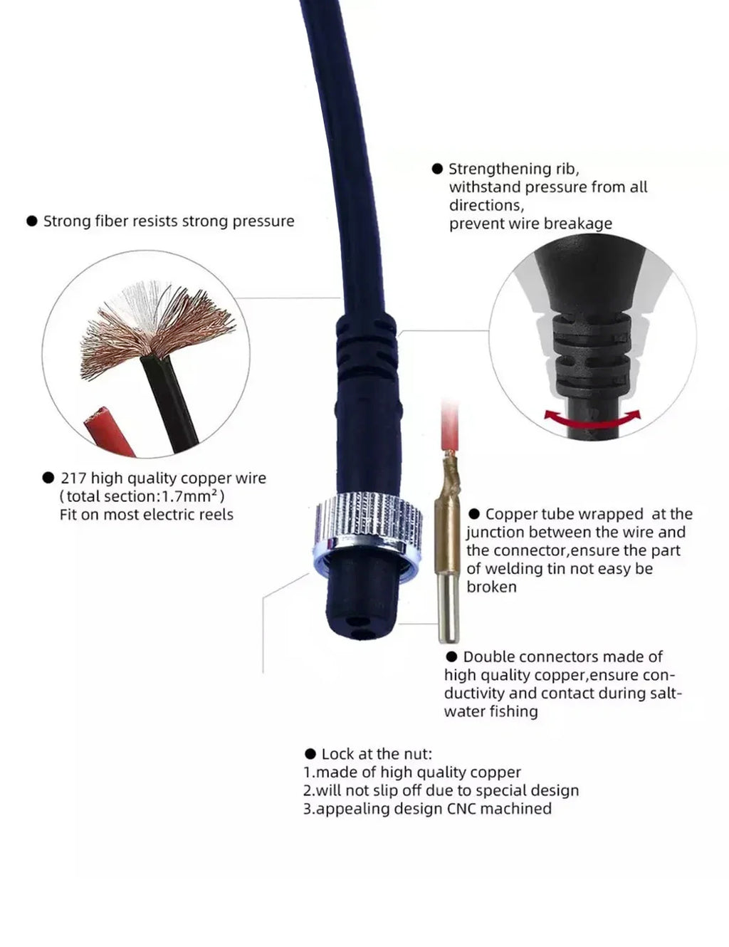 9.8FT 300cm Power Cable For Banax Fishing Kaigen 500S 500TM 500XP 1000 7000SV 7000SVO Electric Fishing Reels Power Cord