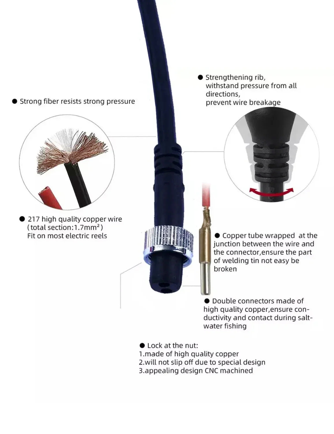 9.8FT 300cm Power Cable For Banax Fishing Kaigen 500S 500TM 500XP 1000 7000SV 7000SVO Electric Fishing Reels Power Cord