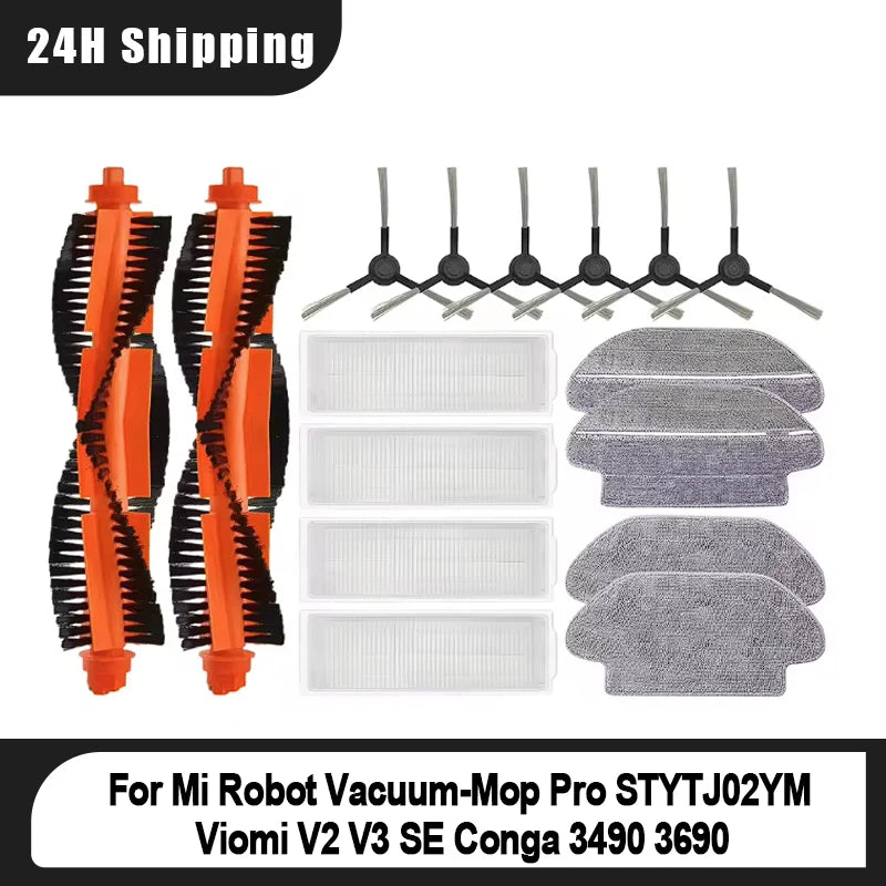 For Xiaomi Mi Robot Vacuum-Mop Pro STYTJ02YM Viomi V2 V3 SE Conga 3490 3690 Main Side Brush Hepa Filter Mop Parts accessories