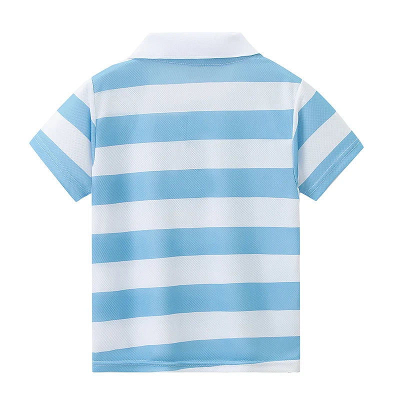 2-piece Summer Children's Casual Suit For Boys Cool Polo Short Sleeved Top Comfortable Solid Color Pocket Pants Trendy Clothing