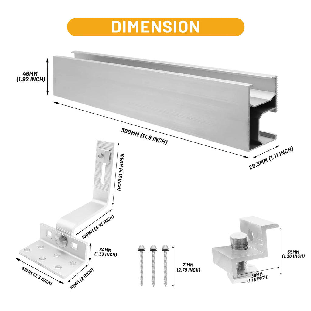 Solar Panel Bracket More Lighten Brick Roof Mounting Rail Roof Hook Mounting Sets for Glazed Tile Roof for Any Solar Panel