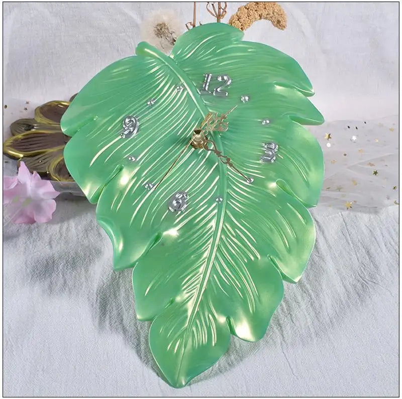 Round Clock Epoxy Resin Silicone Mold Arabic Roman Numbers Flower Leaf Clock Mould Wall Decor DIY Resin Crafts Casting Mold