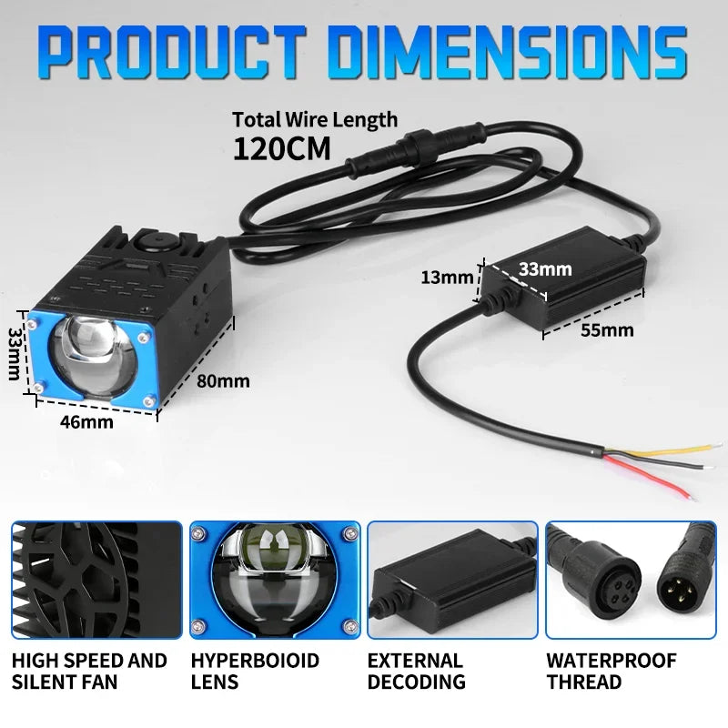 130W Car Grille Spotlight Projector Len Light 80000LM Super Bright Work Lights Motorcycle Lorry Truck Auxiliary Spotlight 6000K
