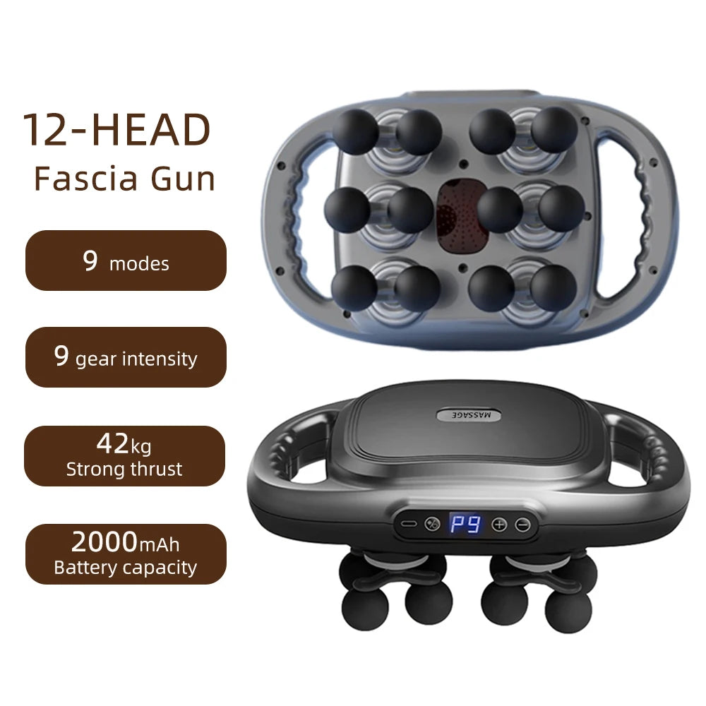 12-Head Fascia Gun High-Frequency Vibration Body Massage Gun Back and Waist Massager Neck Shoulder Massager Muscle masajeador