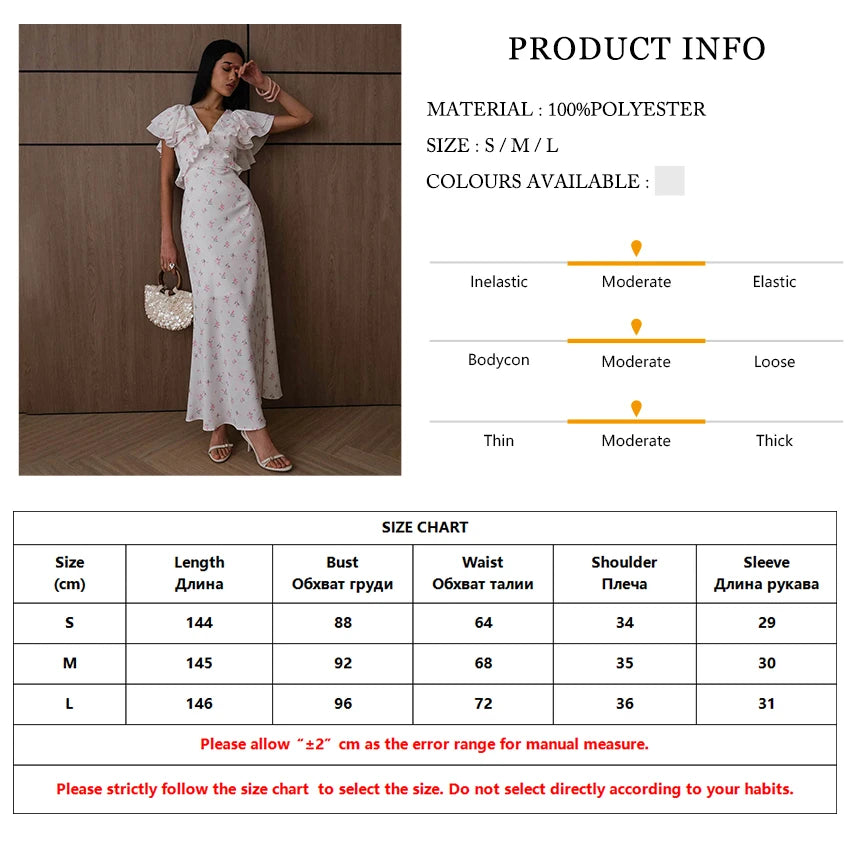 TTQV Sexy Loose Print Women's Dress 2026 Summer V-Neck Short Sleeve Ankle Length Dresses Elegant Classic Ruffles Female Dress