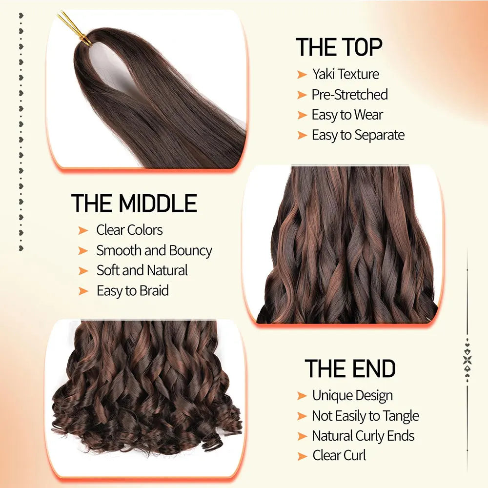 16Inch French Curls Braiding Hair Synthetic Spiral Curls Braids Hair Extensions Pre Stretched Loose Wave Braiding Hair For Women