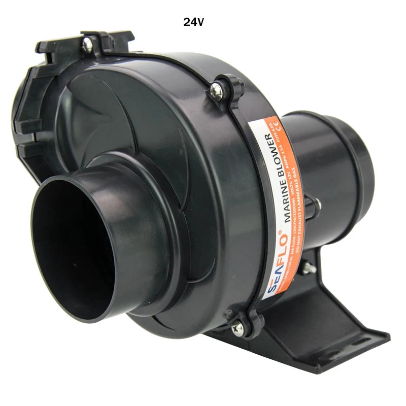 SEAFLO In-Line Bilge Air Blower 130CFM Boat Black Ventilation Marine 12V 2.5AMP Flange Flex Mount For RV Yacht