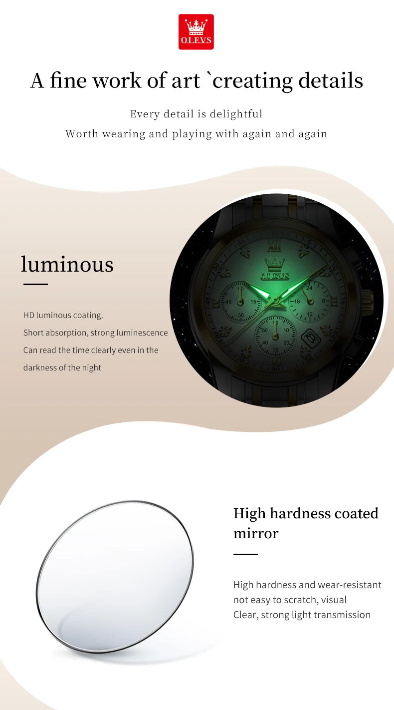 OLEVS 2858 New Womens Watch Original Multifunction Quartz Wristwatch Waterproof Luminous 24 Hours Gift Box Watch For Ladies