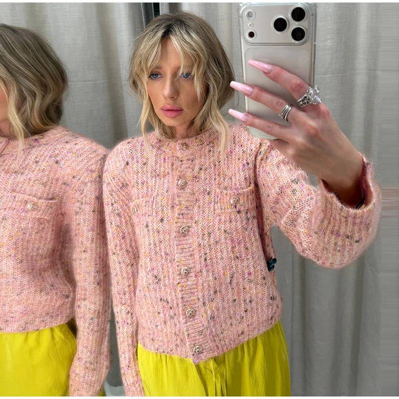 URBANCREW Marled Knit Cardigan — Cropped Casual Layer