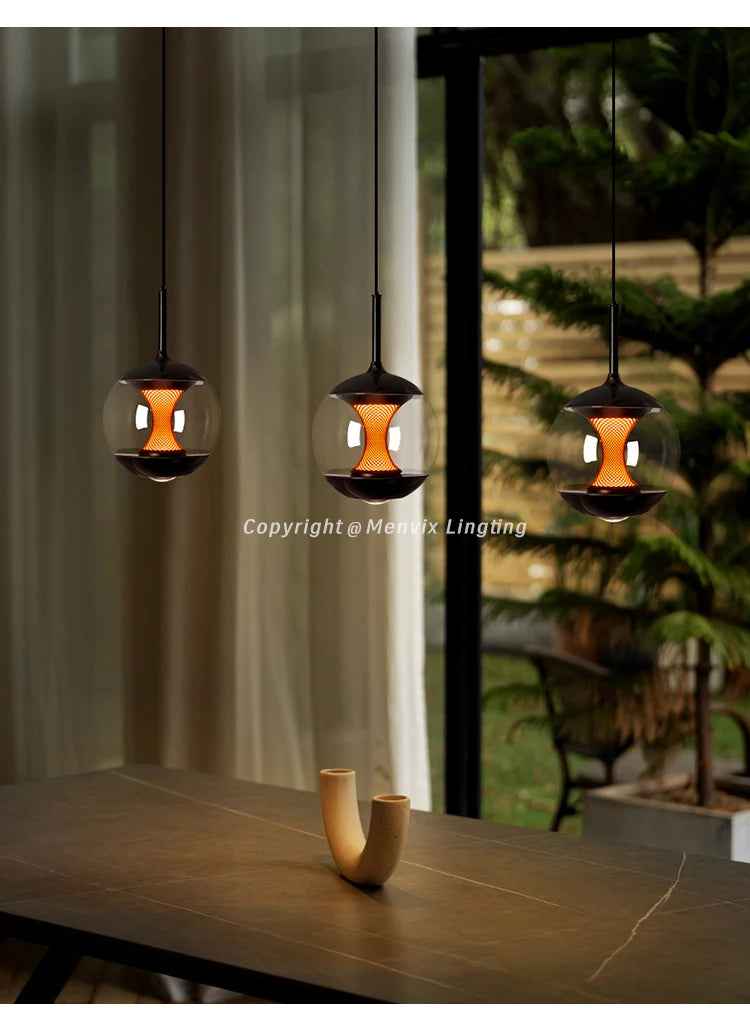 Glass Pendant Light Modern Dining Room Table Afterglow Sunset Lamp Entryway Balcony Round Table Bedroom Bedside Sleep Chandelier
