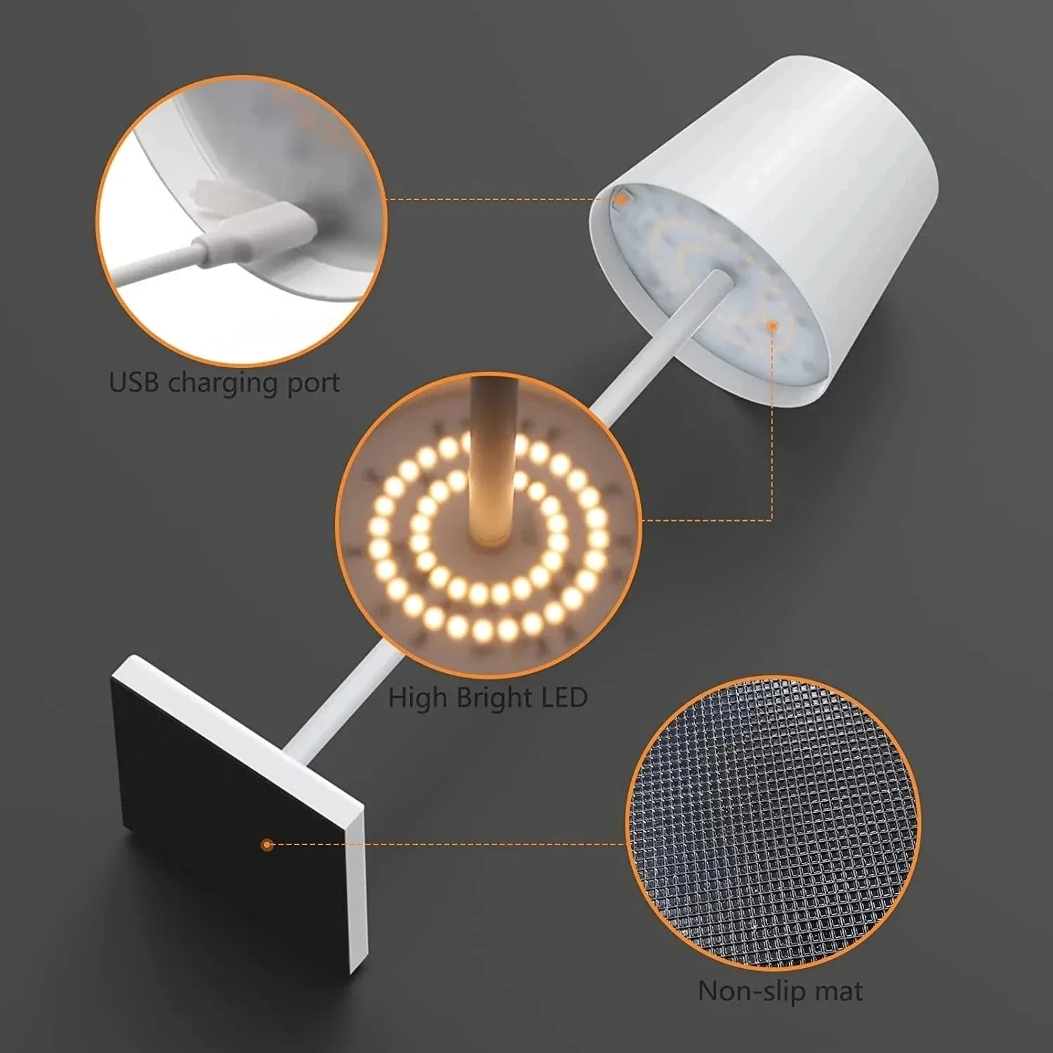 Rechargeable 3 Color Stepless Dimming Desk lamp 5000mAh Portable LED Desk Lamp for Restaurant Bedroom Bars Home Patio Outdoor