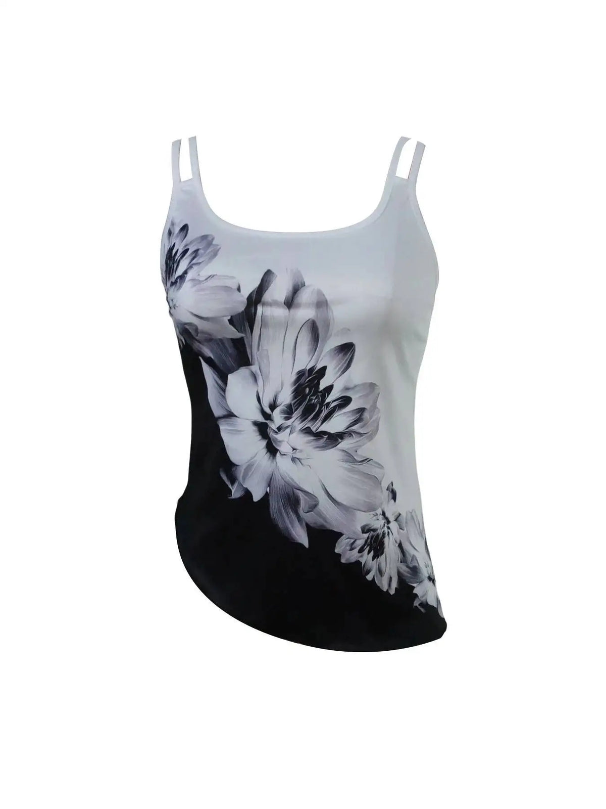 Women's Double Strap Floral Print Tank Top Knit Fitted Top Boho Tank Top Spring Summer Beach Tank Top Daily Lightweight Top