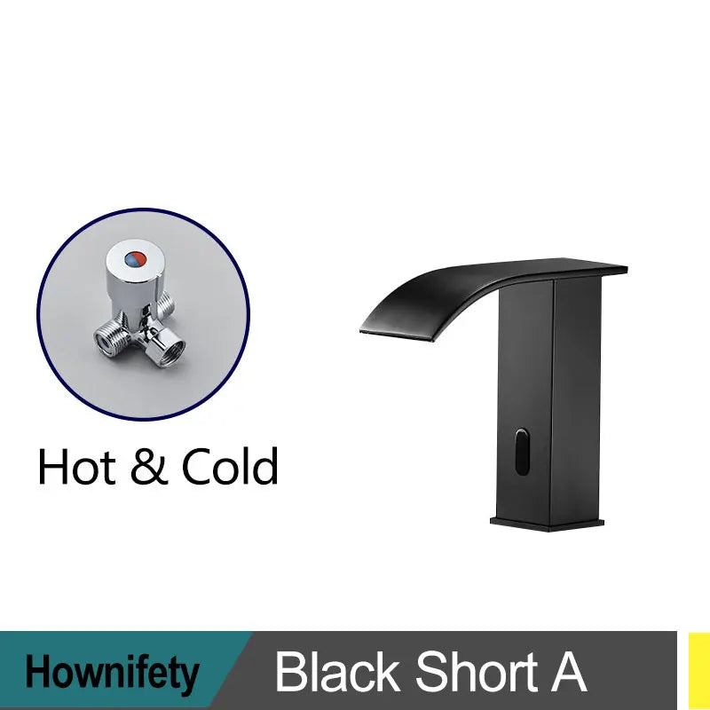 Hownifety Hot Cold Smart Sensor Bathroom Basin Faucet Deck Mount Waterfall Outlet Mixer Crane Tap Automatic Sense Touchless
