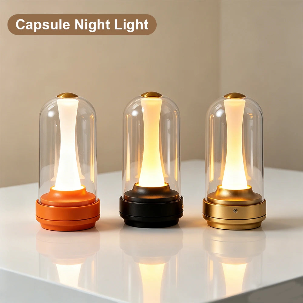 GGbingo Night Light Dimmable Night Lamp LED Rechargeable Light Touch Glass Lampshade Mood Light for Home Bedside Coffee Shop