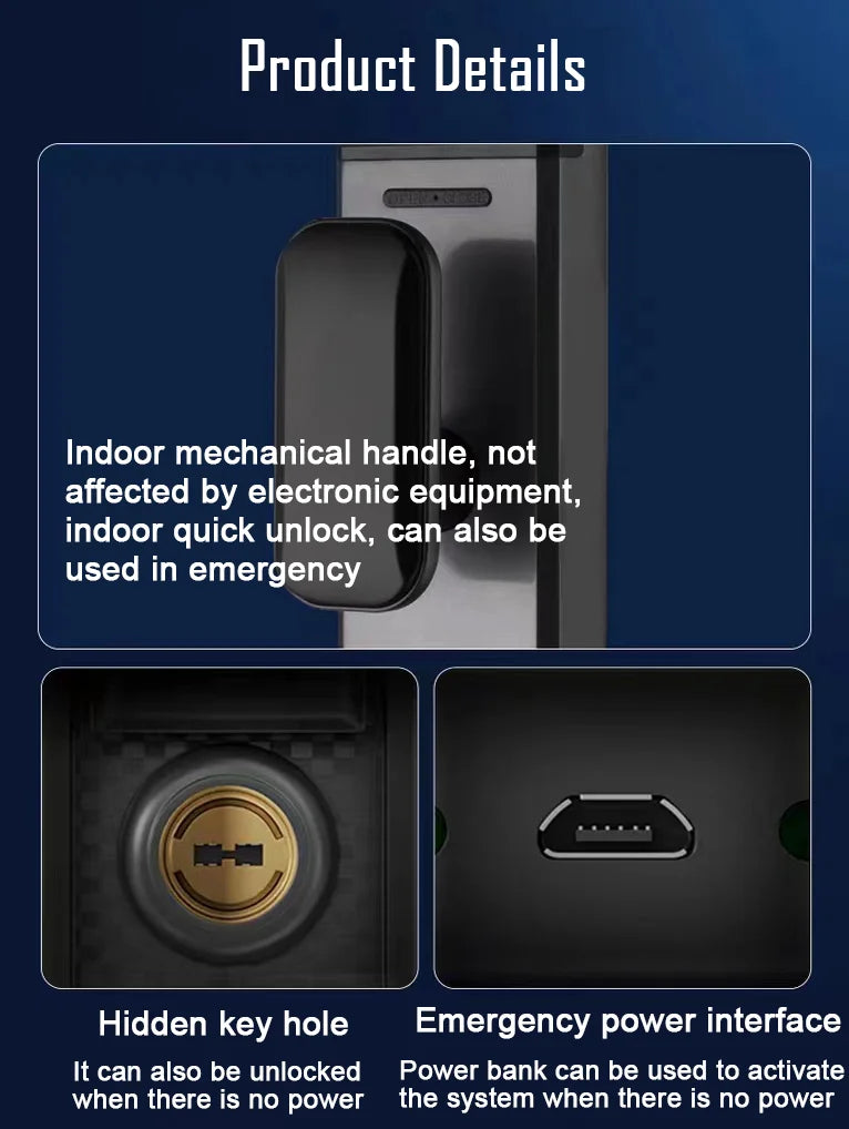 Tuya 3D Face Recognition Unlock Digital Password Door Lock With Camera FIngerprint Password Unlock Keyless Electronic Lock