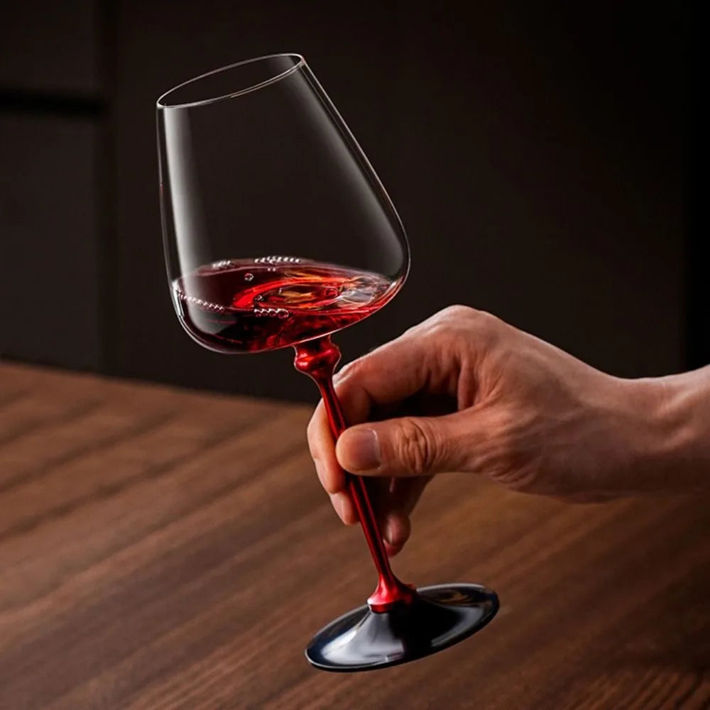 Unique Clear Rotating Glass Wine Glasses 500ml Thickened Base Crystal Goblet Ergonomic Holder Wine Decanter Glass Cup Whiskey