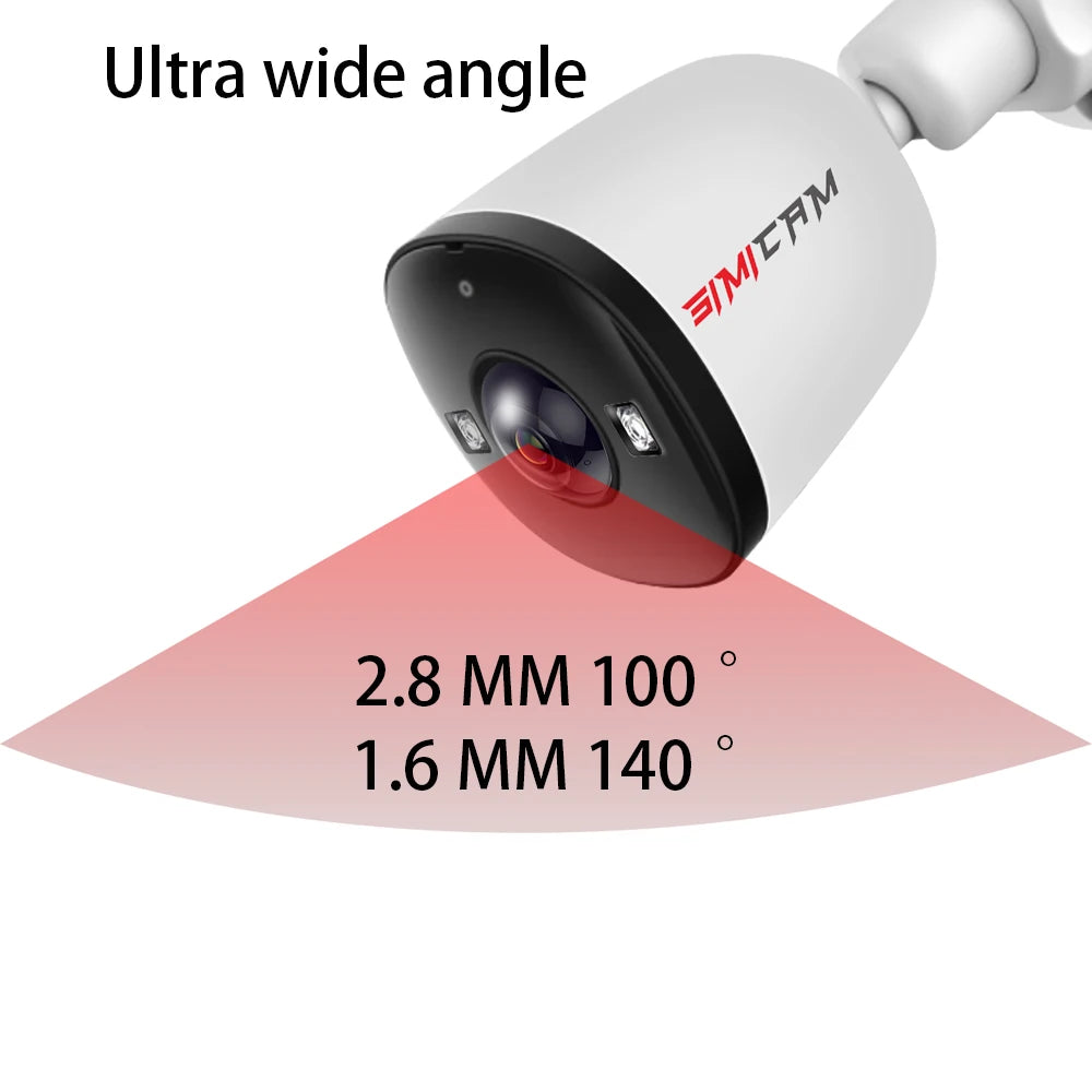 4K 8MP POE Security IP Camera 5MP 4MP Ultra Large Wide Angle Lens 1.6MM2.8MM Smart Alarm Color Night Vision Compatible Onvif NVR
