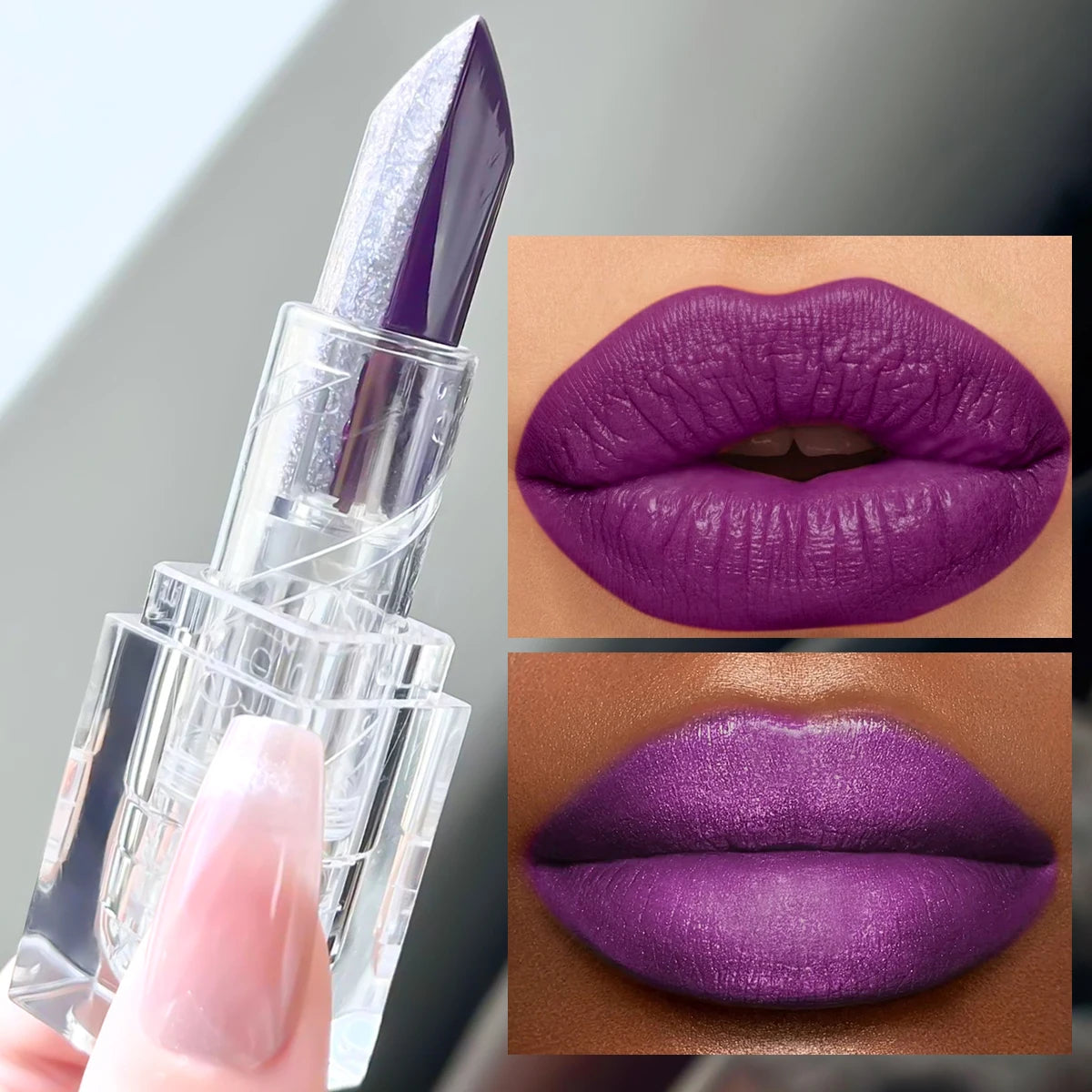 2 in 1 Glitter Lipstick, Gradient Shiny Lip Gloss, Long Wear Festival Lip Makeup for Halloween & Christmas