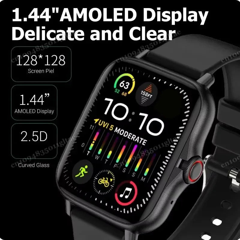 New Smart Watch Android Phone 1.44''Inch Color Screen Bluetooth Call Blood Oxygen/Pressure Monitoring Smart Watch Women Men HT30