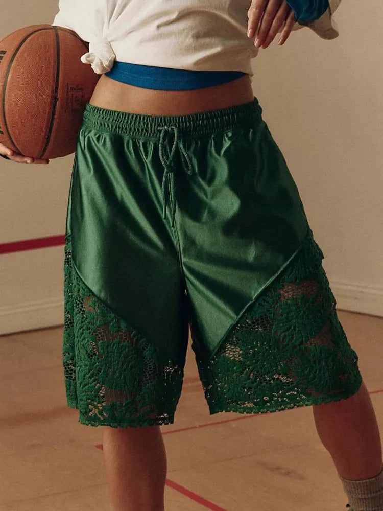 Shorts For Women Lace Five-point Pants Chic Sports Drawstring Beach Party Hot Shorts Casual Female Fashion Streetwear Clothing