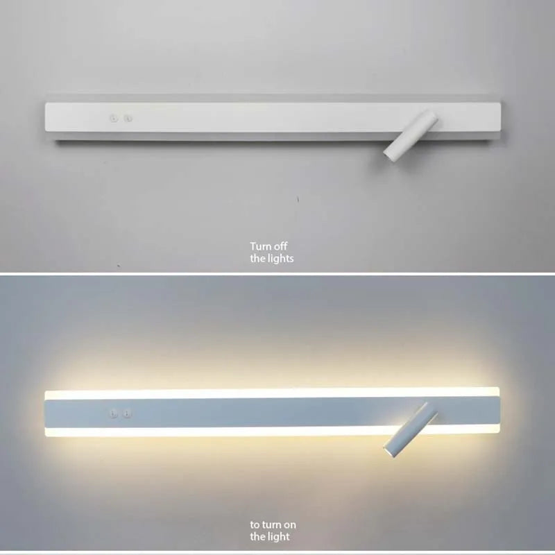 Modern LED line wall lamp indoor with switch rotating wall lamp simple living room bedroom bedside atmosphere lamp home light