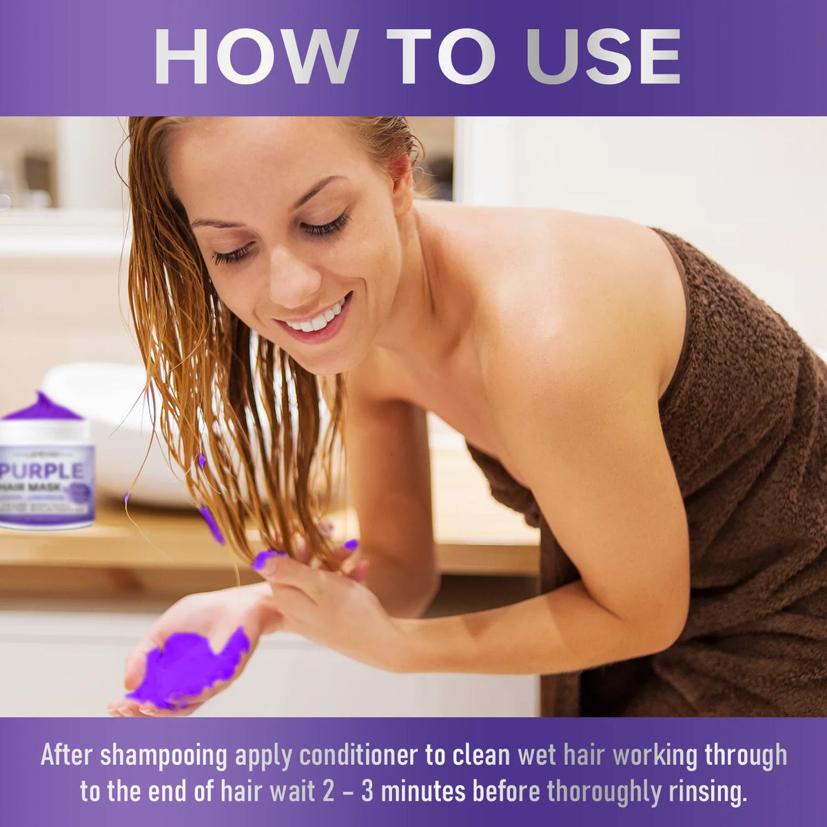 Purple Hair Mask for Blonde & Bleached Hair - Keratin Avocado Oil Toner, Neutralize Brass & Yellow, Repair Damaged Hair 200g