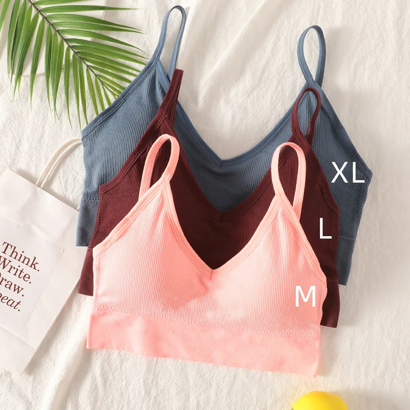 Women Sports Bra Tube Top Push-Up Bra Padded Crop Top Seamless Underwear Female Streetwear Tank Tops Removable Pads Camisole