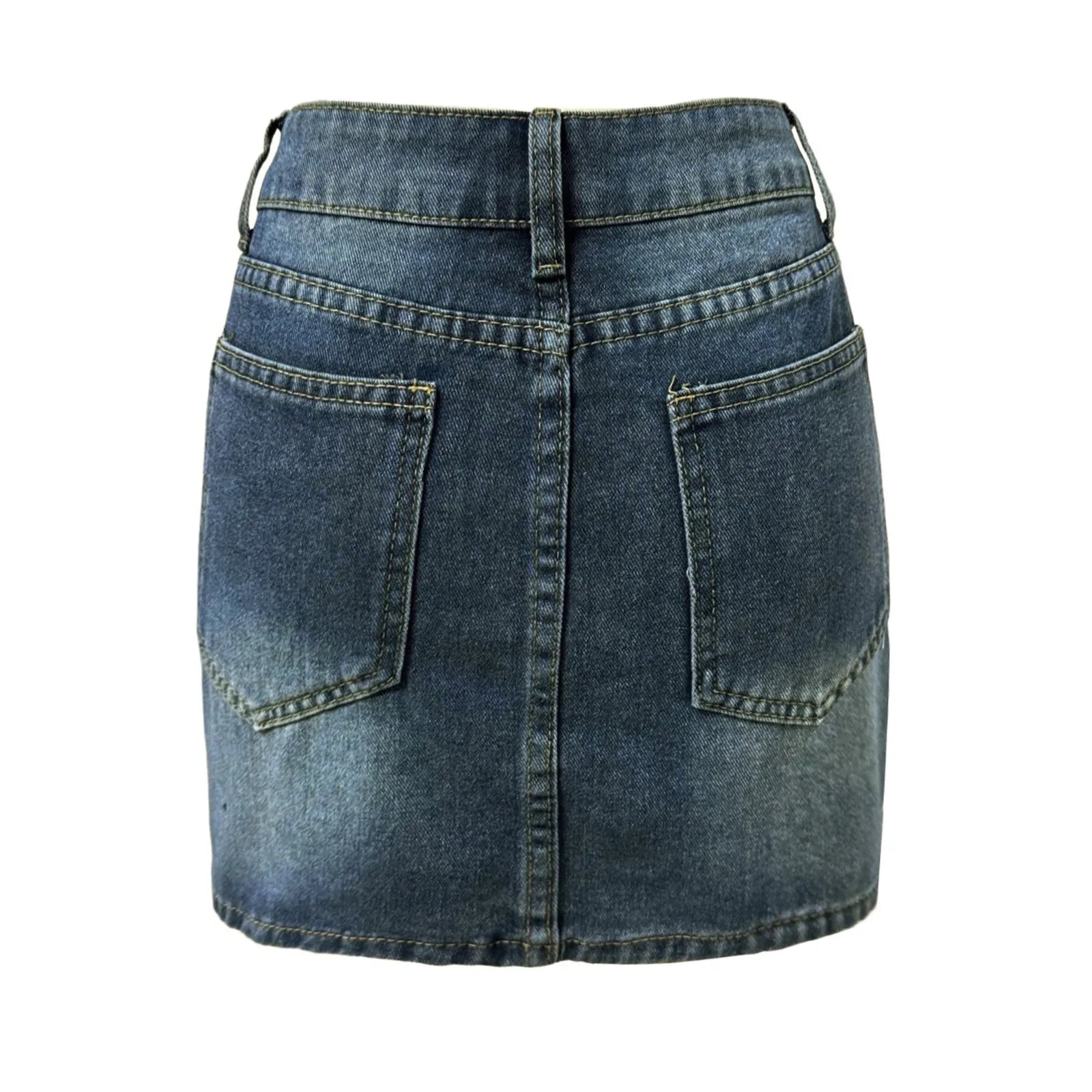 Vintage Denim Mini Skirts for Women Summer Fashion High Waist Straigth Short Faldas Casual Streetwear Classic Jean Skirt