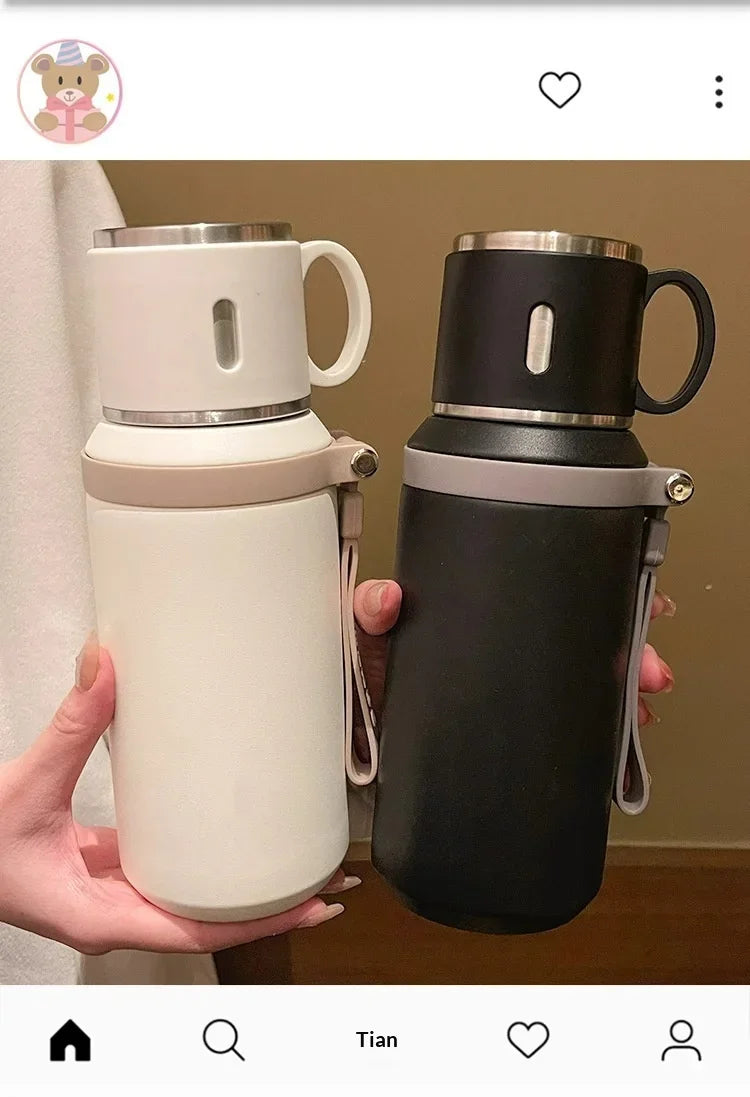 316 Stainless Steel 600ml Coffee Cup Travel Thermal Mug Leak-Proof Thermos Bottle Tea Coffee Mug Office Business Style Thermos L