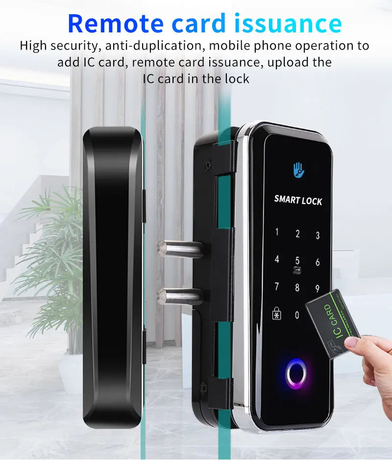 TTlock Smart Biometric Fingerprint WiFi Lock for Commercial Glass Door 5-in-1 Access Control (APP/Fingerprint/Card/Code/Remote)